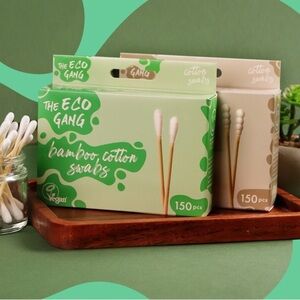 2pack The Eco gang‎ vegan Bamboo cotton swabs - (150 count each) new